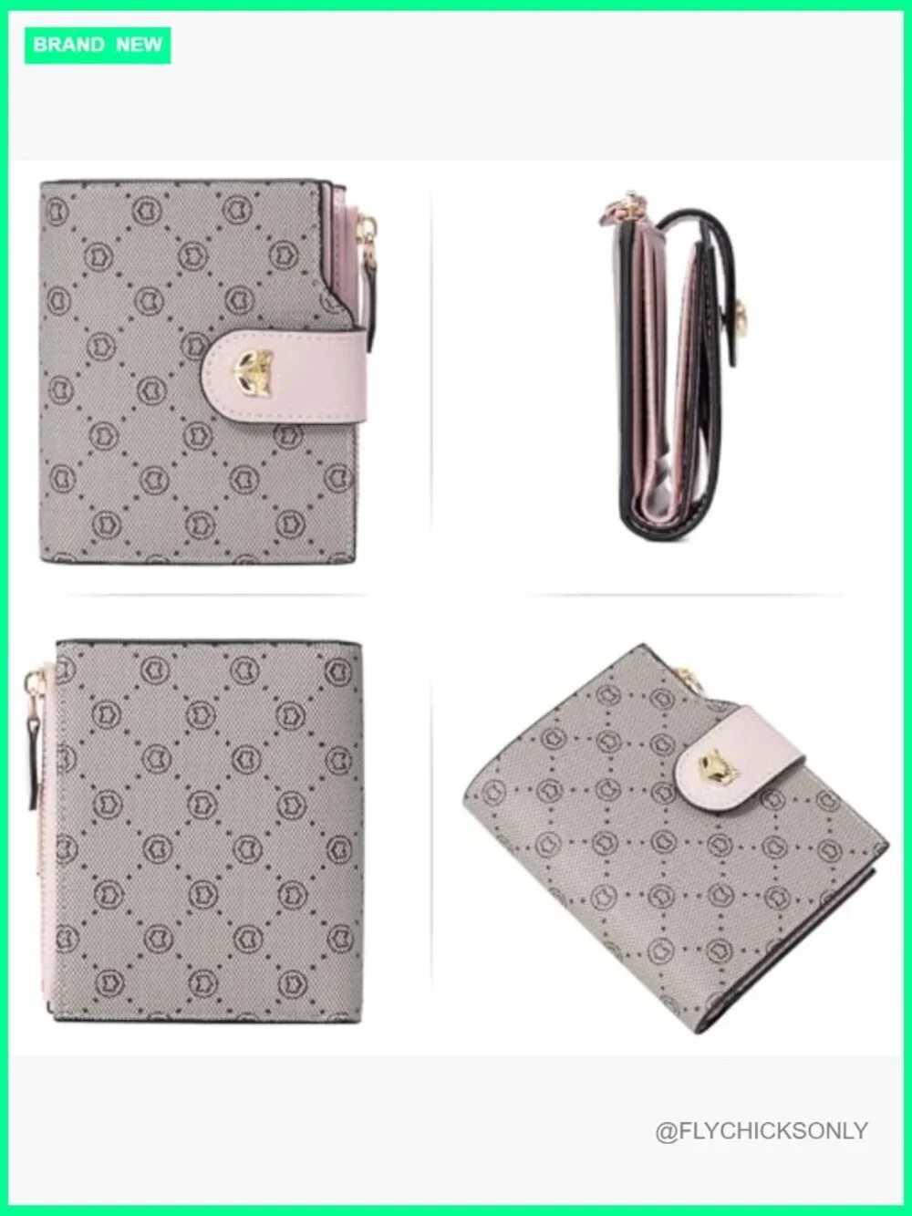 RFID Blocking Bifold Zipper Wallet Credit Card Holder with ID Window